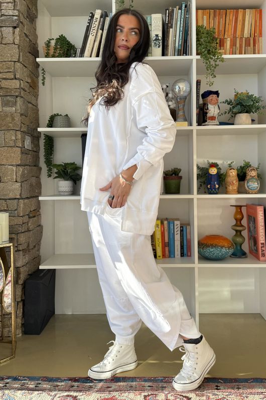 Lagen Shelby Sweatshirt Barrel Pant White 